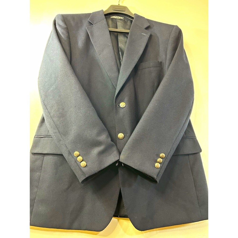 Meeting Street Black Solid Jacket Blazer 44R Two-Button Notch Lapel Single Vent